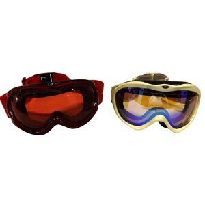 Red Velvet White Ski Snowboard Goggles Mirrored Lens Adj Fit Anti-Fog Unisex